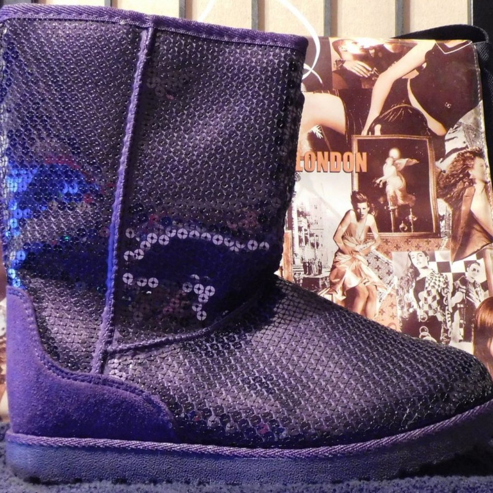 PURPLE SEQUIN BOOTS NEW LITTLE GIRL